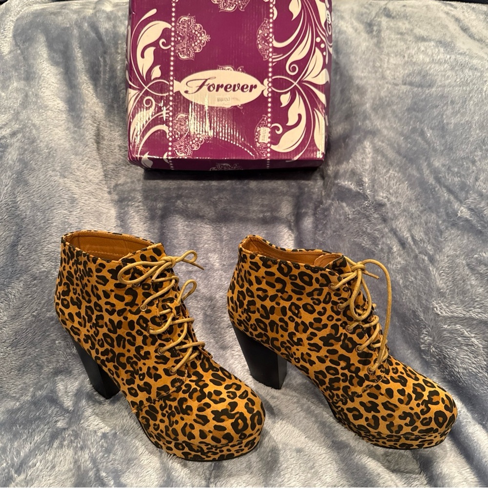 Forever 21 Leopard Print Heeled Boots